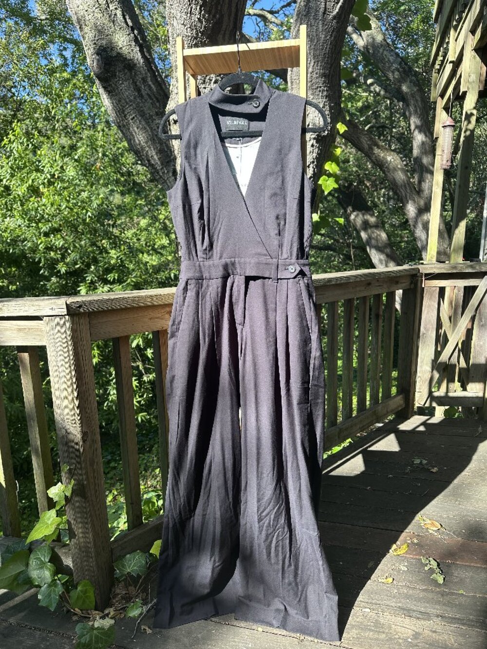 The Empower High Waisted V-Neck Jumpsuit Size 8 Black